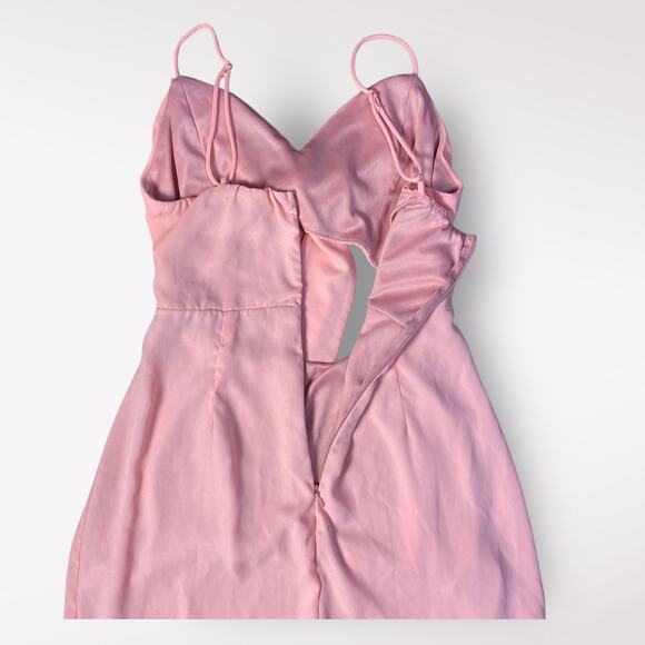 Lucy in the Sky Cutout Chiffon Dress in Coral Pink Size M Party Flirty Ruffle - Picture 8 of 10